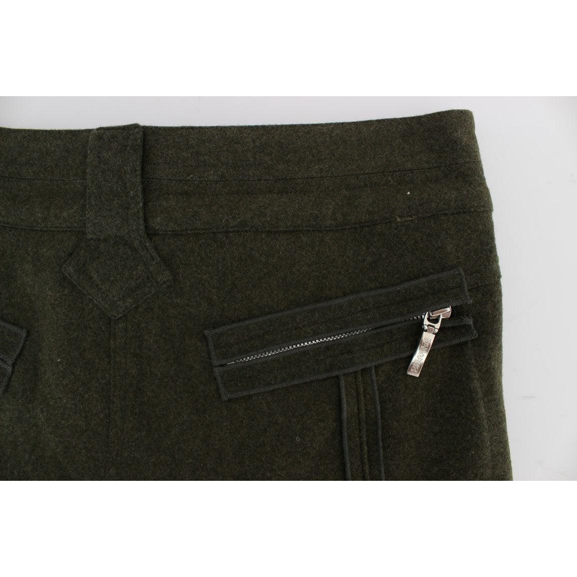Green Wool Blend Loose Fit Cargo Pants - coffeewithmee2