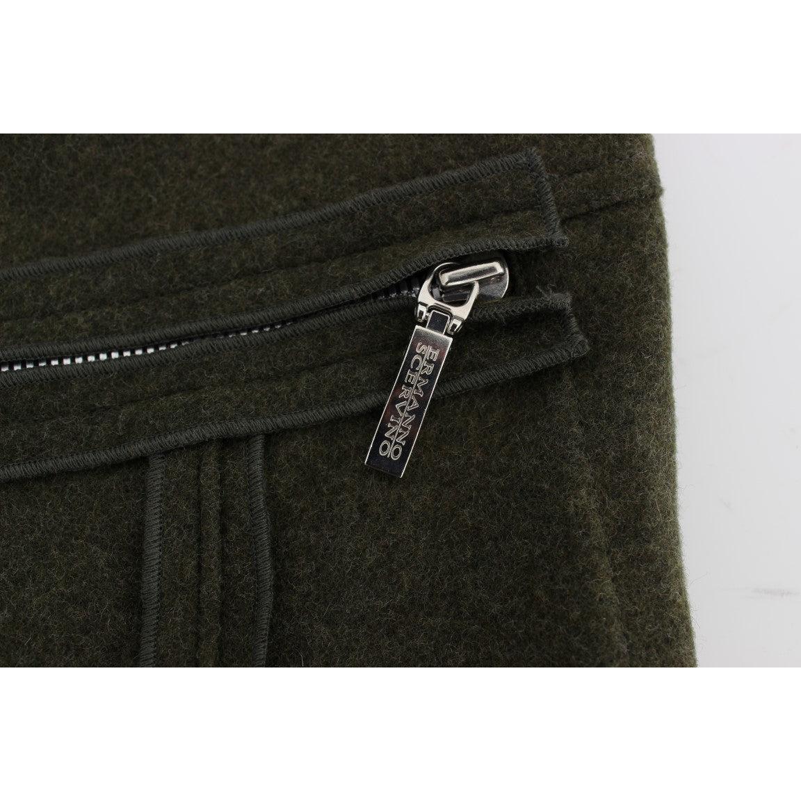 Green Wool Blend Loose Fit Cargo Pants - coffeewithmee2