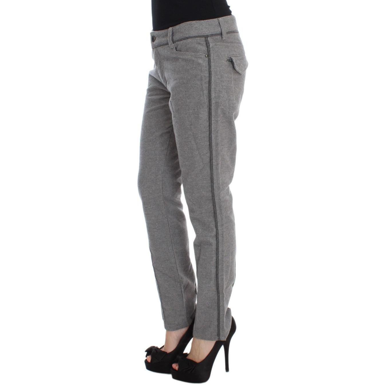 Gray Cotton Straight Fit Casual Pants - coffeewithmee2