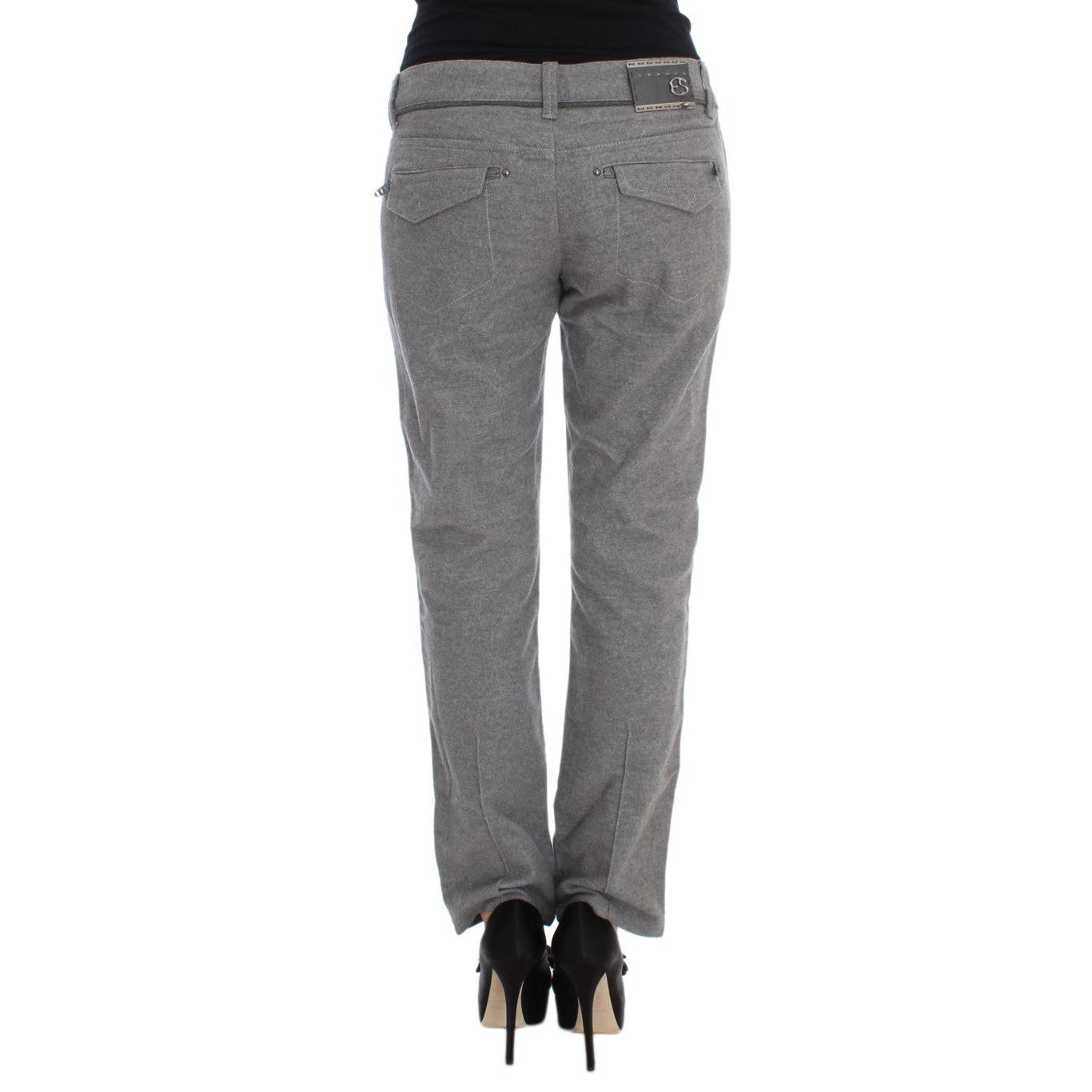 Gray Cotton Straight Fit Casual Pants - coffeewithmee2