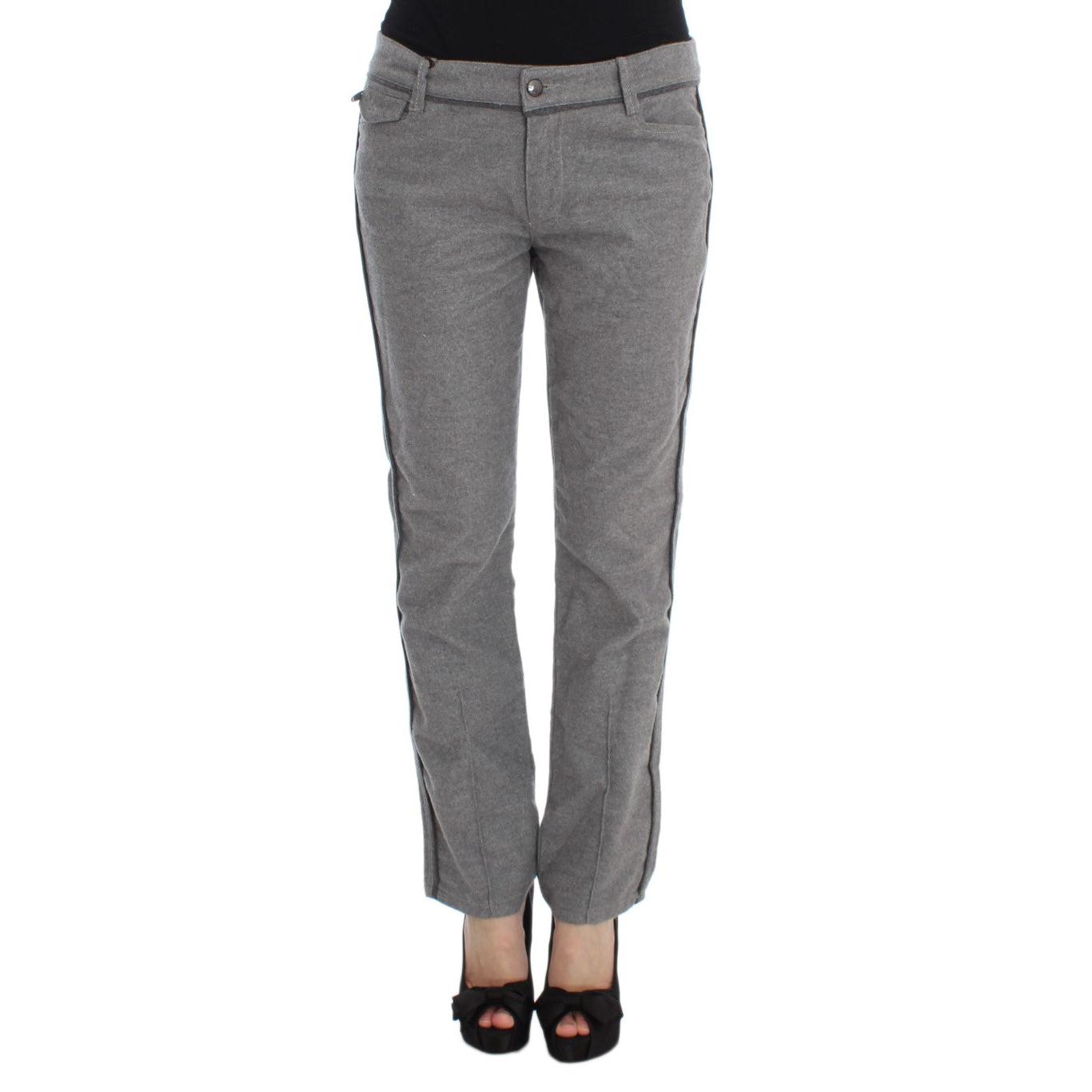 Gray Cotton Straight Fit Casual Pants - coffeewithmee2