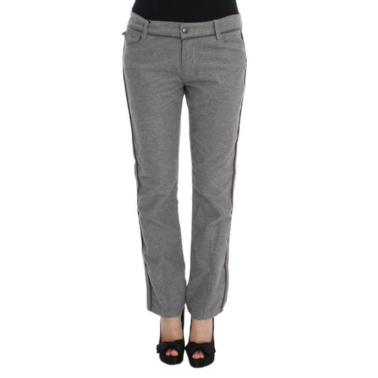 Gray Cotton Straight Fit Casual Pants - coffeewithmee2