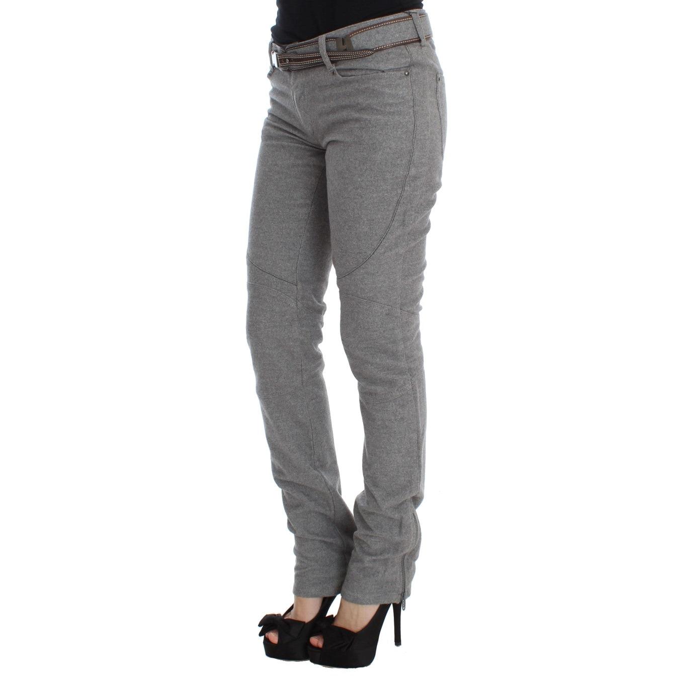 Gray Cotton Slim Fit Casual Bootcut Pants - coffeewithmee2