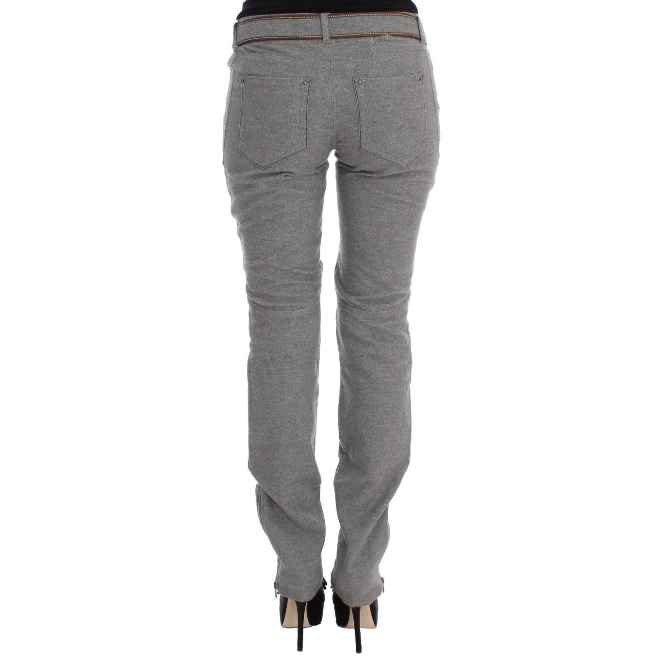 Gray Cotton Slim Fit Casual Bootcut Pants - coffeewithmee2