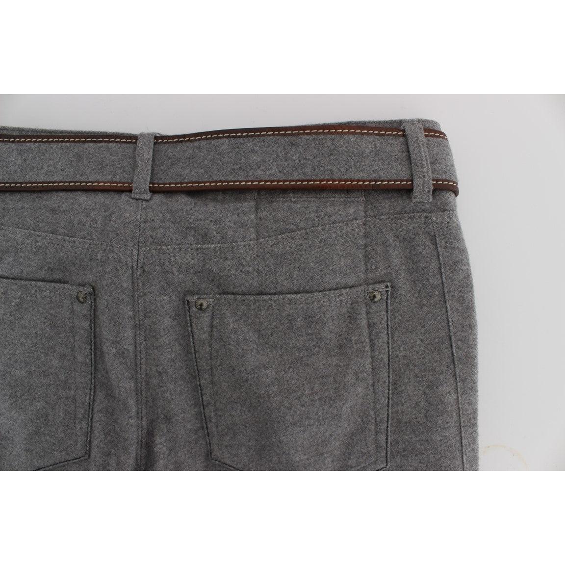 Gray Cotton Slim Fit Casual Bootcut Pants - coffeewithmee2