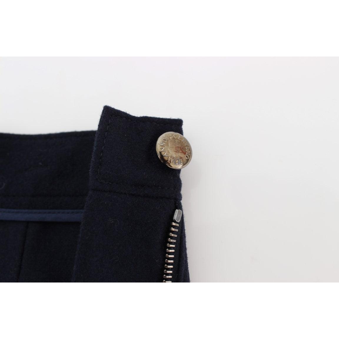 Blue Virgin Wool Slim Fit Casual Pants - coffeewithmee2