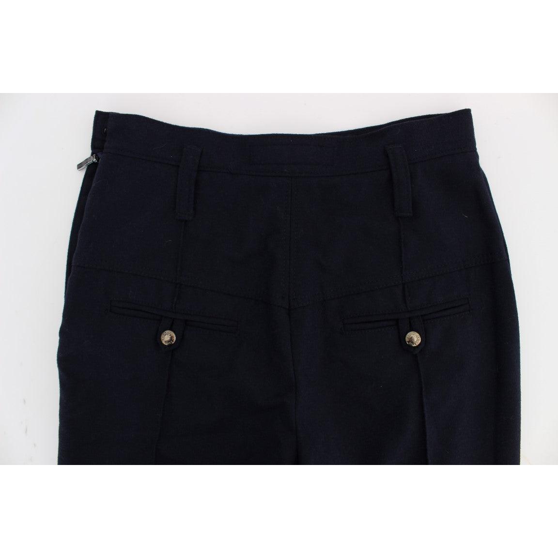 Blue Virgin Wool Slim Fit Casual Pants - coffeewithmee2
