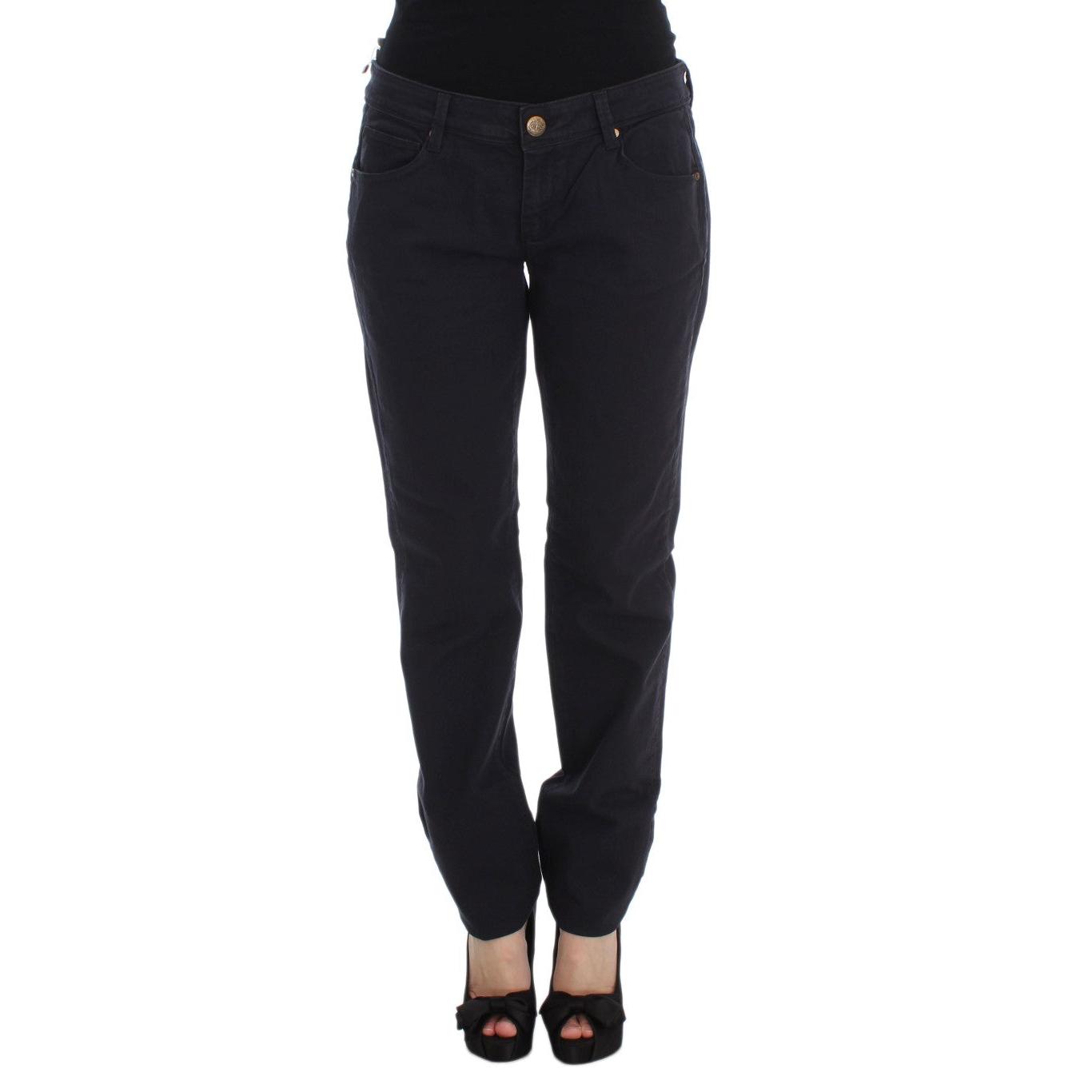 Blue Cotton Blend Casual Fit Pants - coffeewithmee2