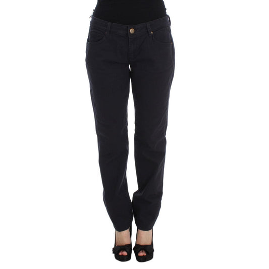 Blue Cotton Blend Casual Fit Pants - coffeewithmee2