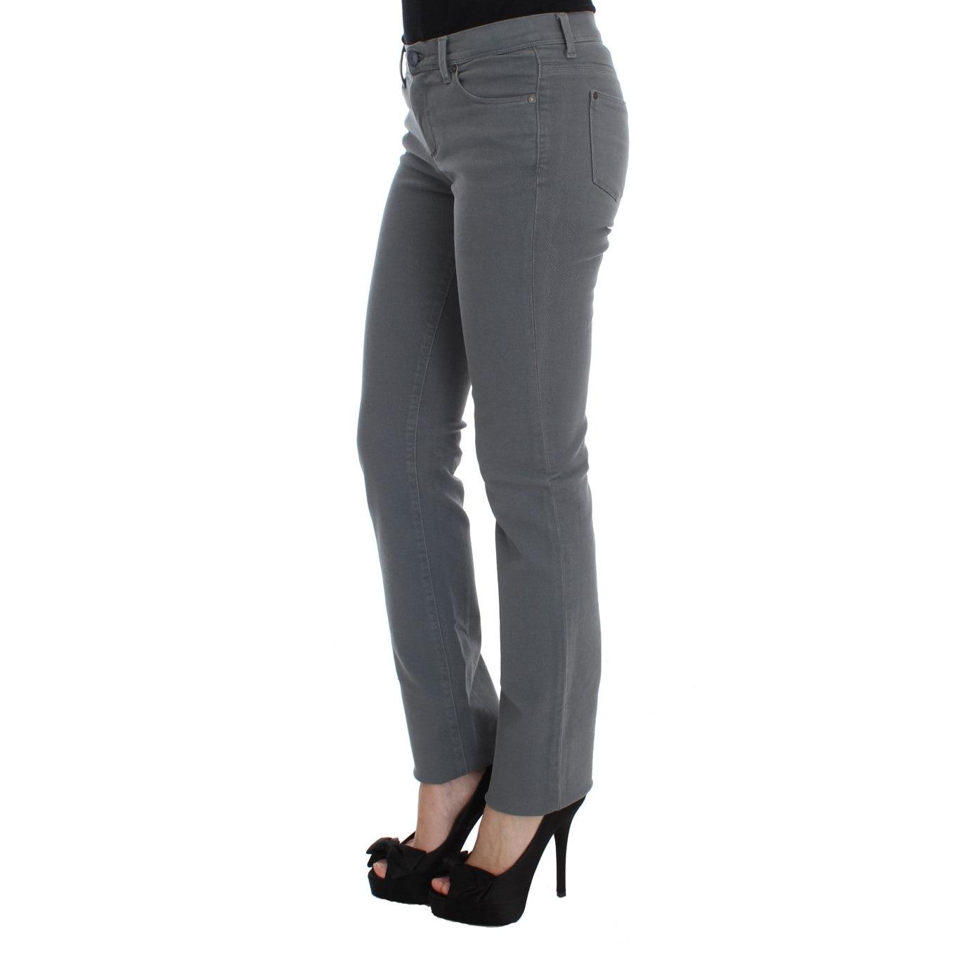 Gray Cotton Blend Slim Fit Jeans - coffeewithmee2