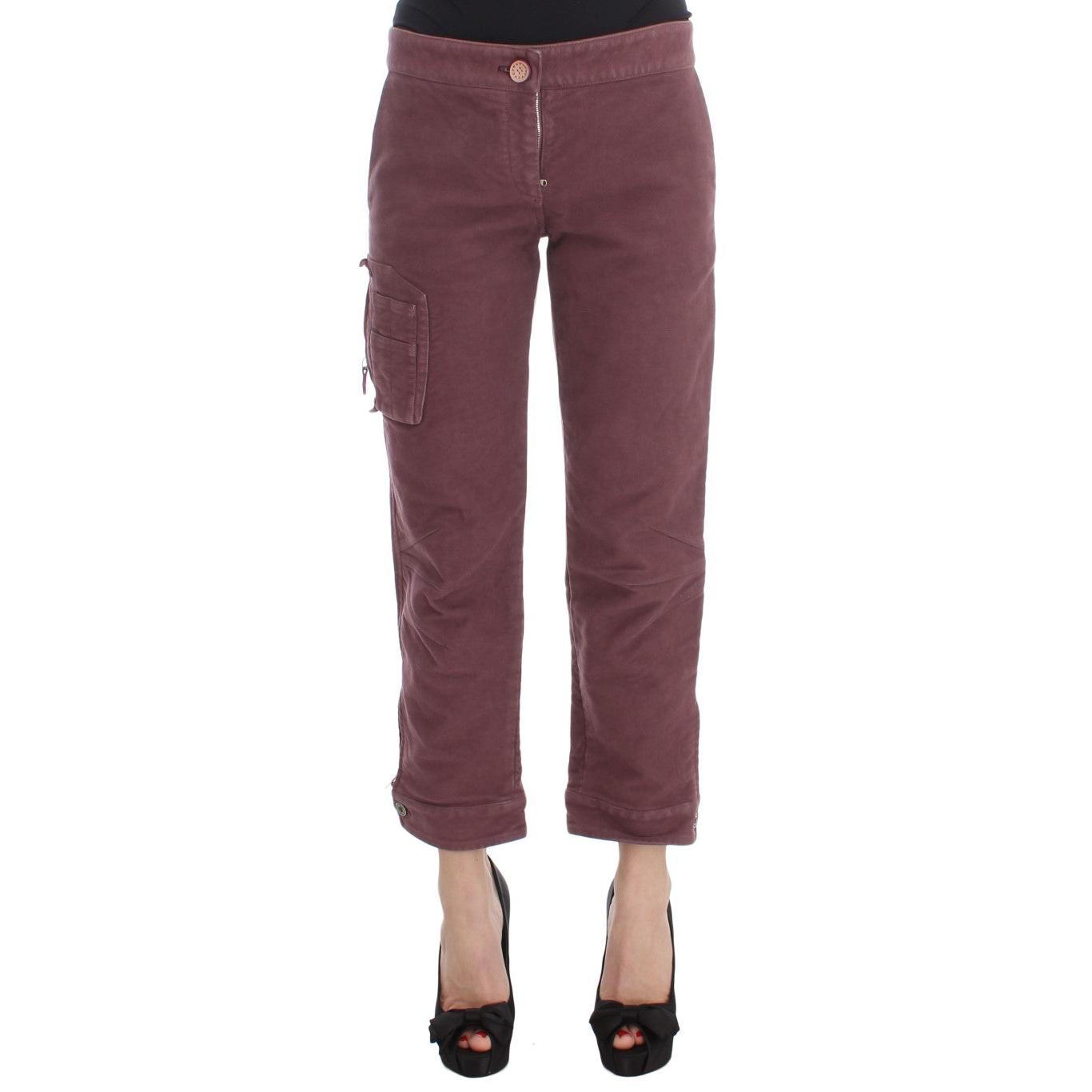 Bordeaux Cotton Cropped Cargo Pants - coffeewithmee2