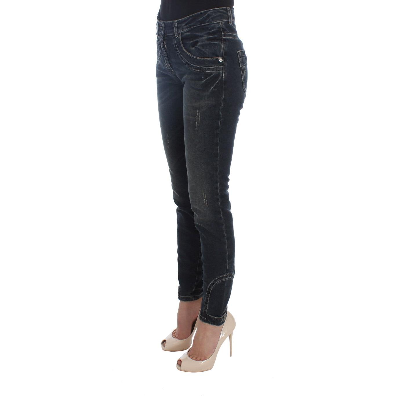 Blue Cotton Blend Slim Fit Jeans - coffeewithmee2