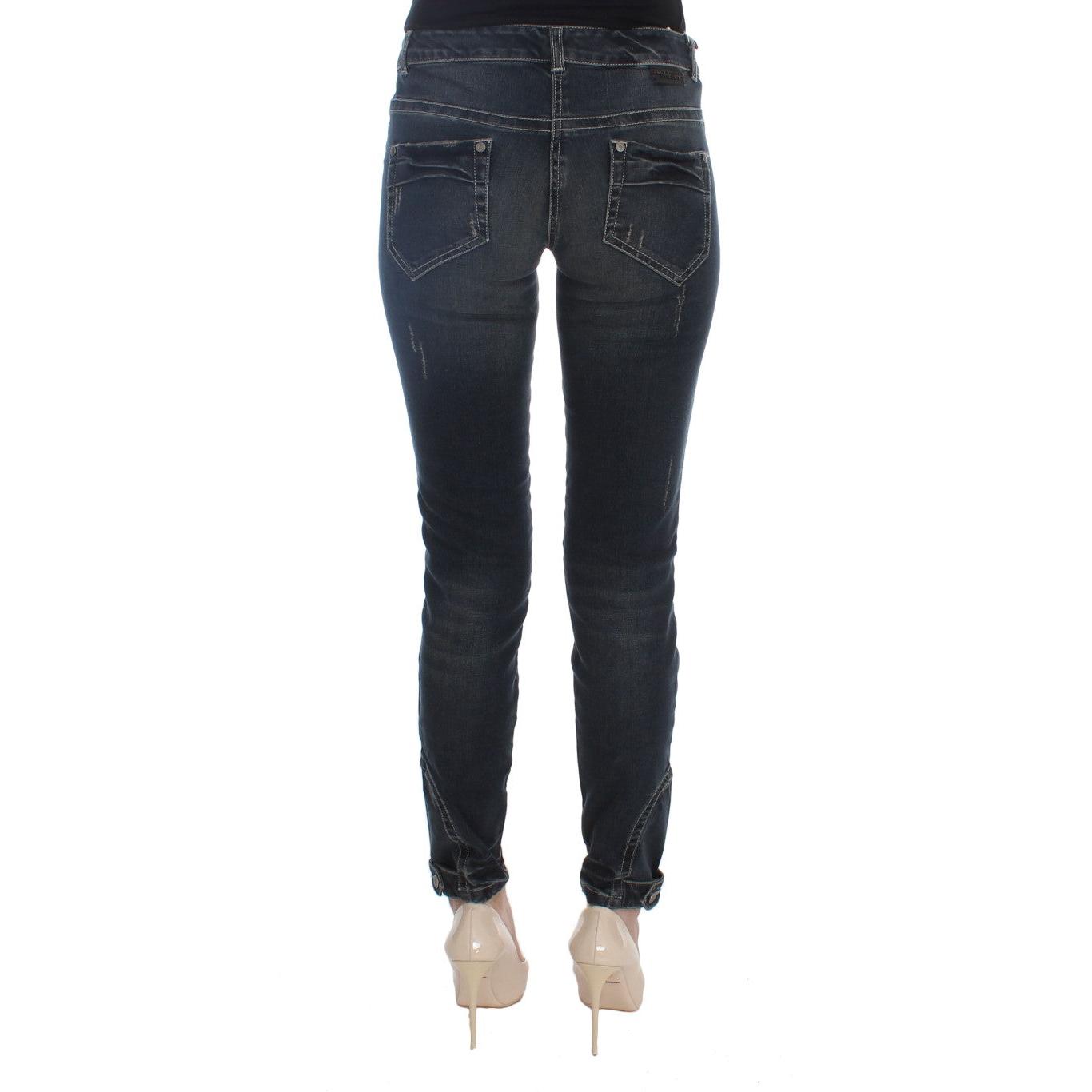 Blue Cotton Blend Slim Fit Jeans - coffeewithmee2