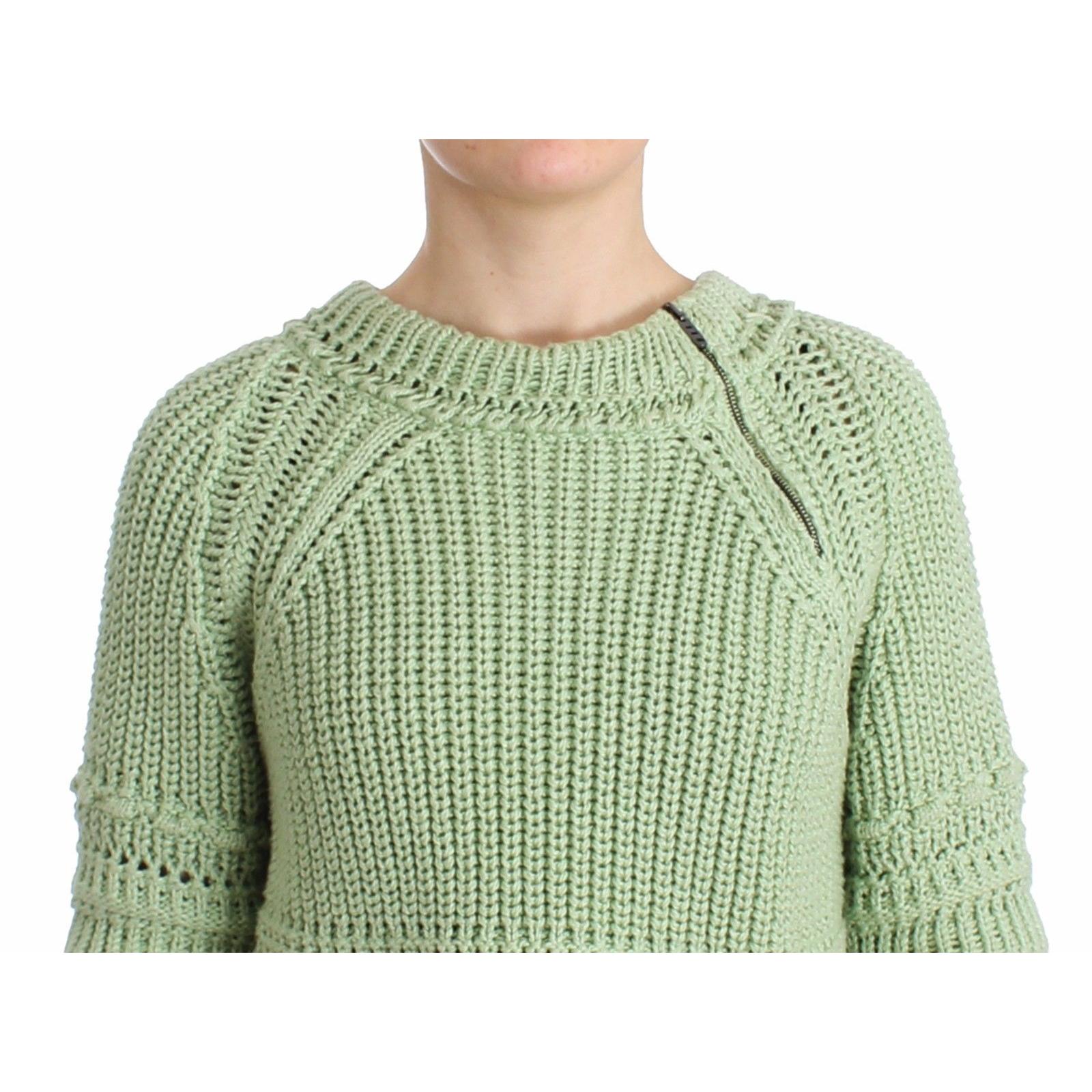 Green Cropped Knit Sweater Knitted Jumper - coffeewithmee2