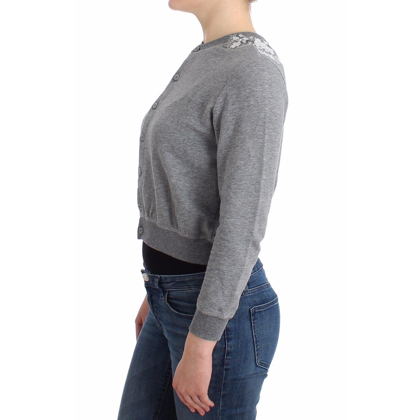 Lingerie Gray Lace Sweater Cardigan Top - coffeewithmee2