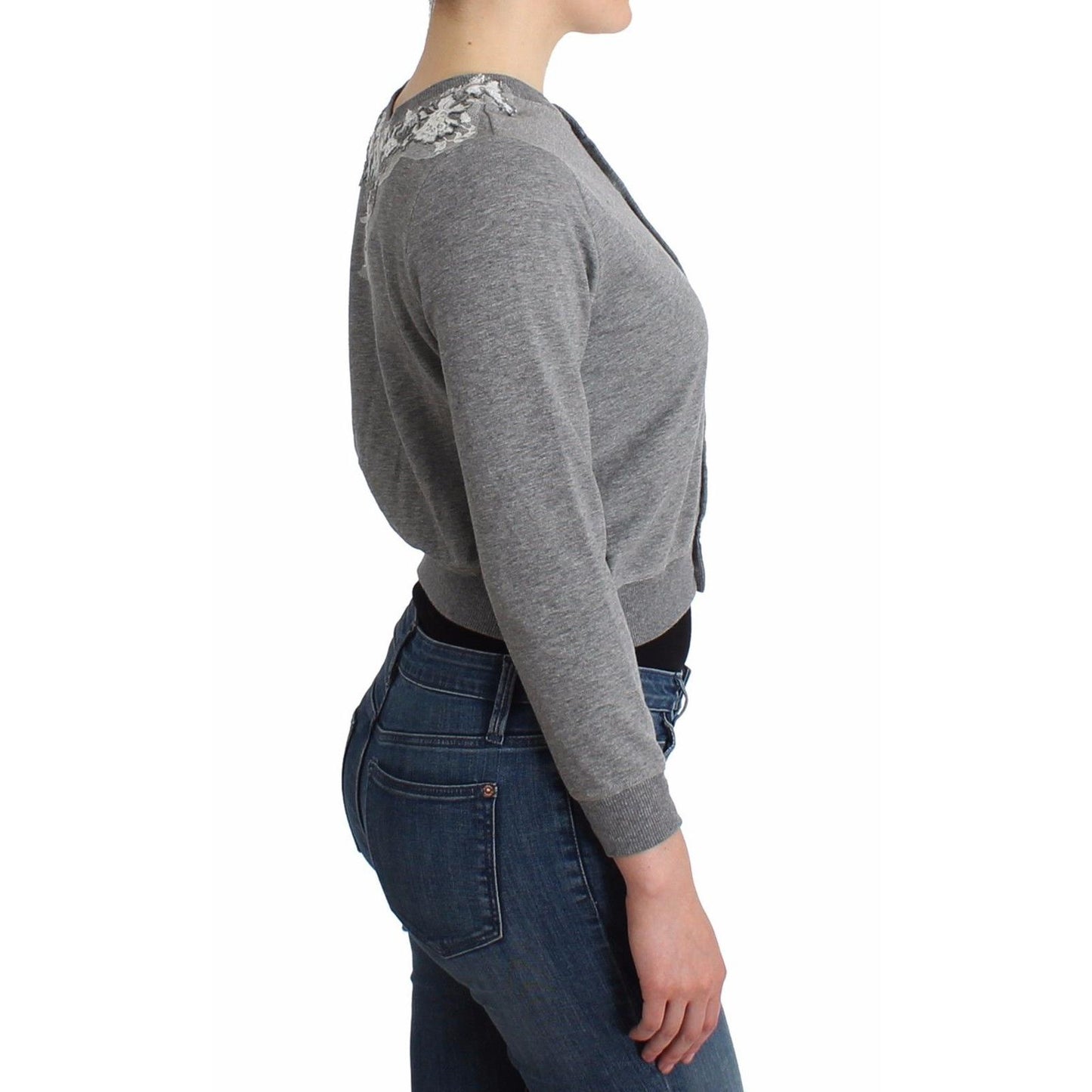 Lingerie Gray Lace Sweater Cardigan Top - coffeewithmee2