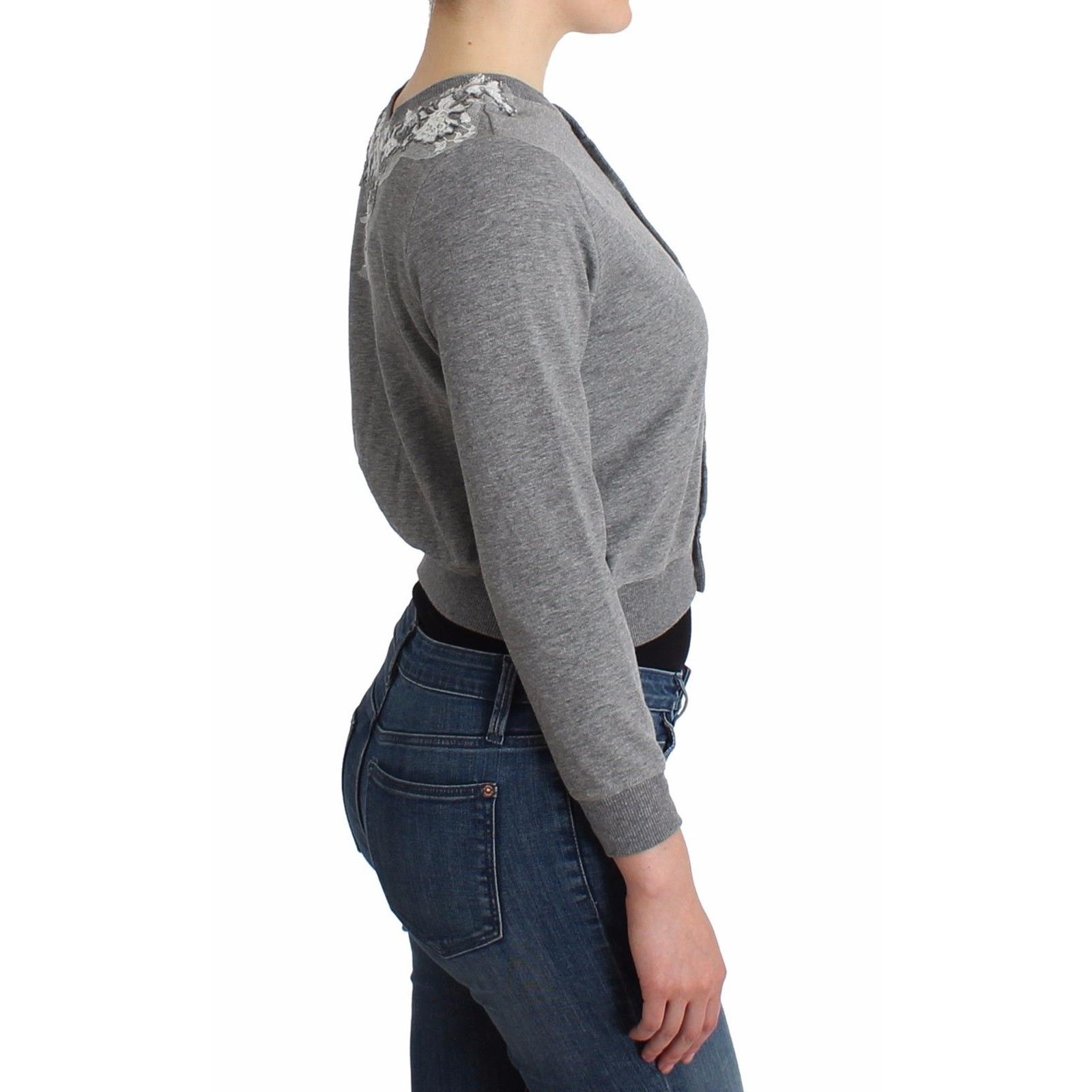 Lingerie Gray Lace Sweater Cardigan Top - coffeewithmee2