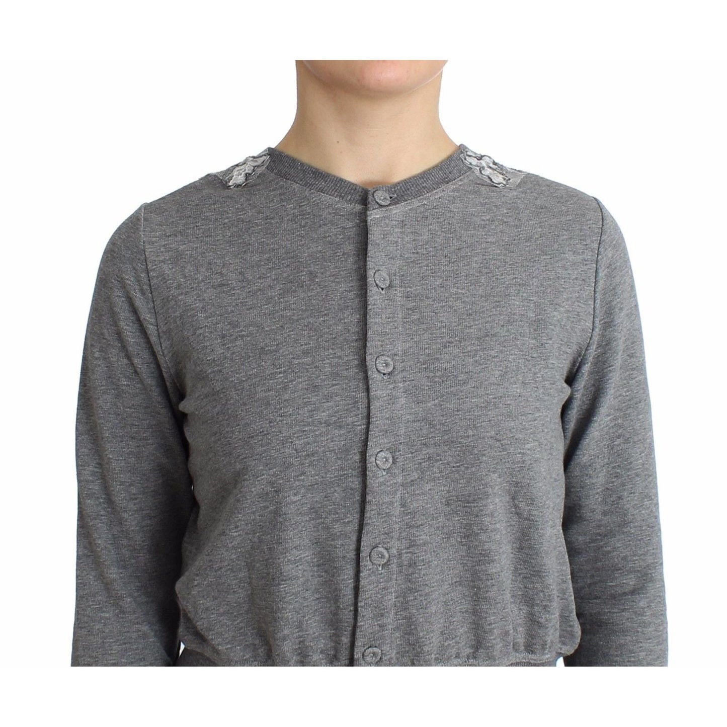 Lingerie Gray Lace Sweater Cardigan Top - coffeewithmee2