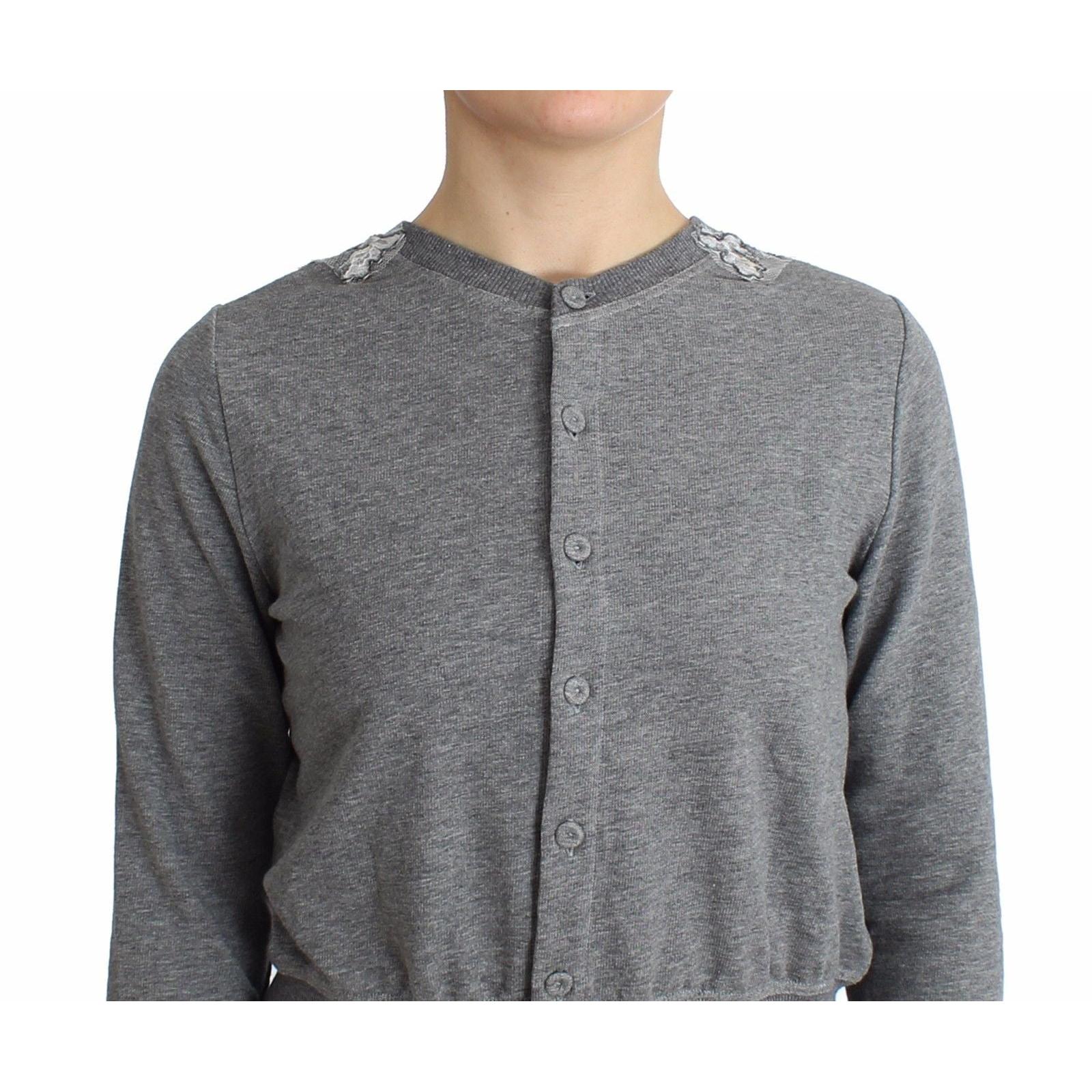 Lingerie Gray Lace Sweater Cardigan Top - coffeewithmee2