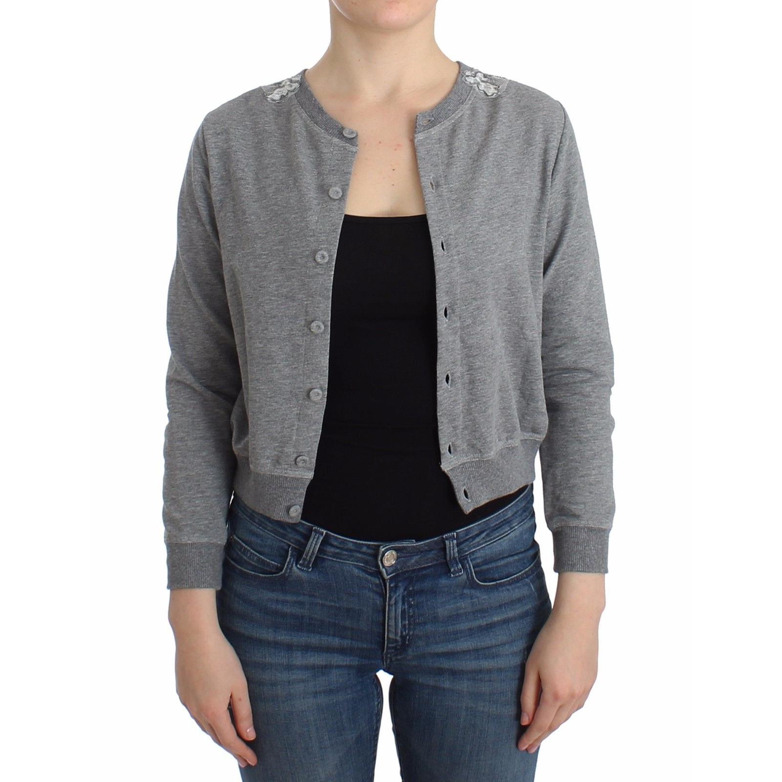 Lingerie Gray Lace Sweater Cardigan Top - coffeewithmee2