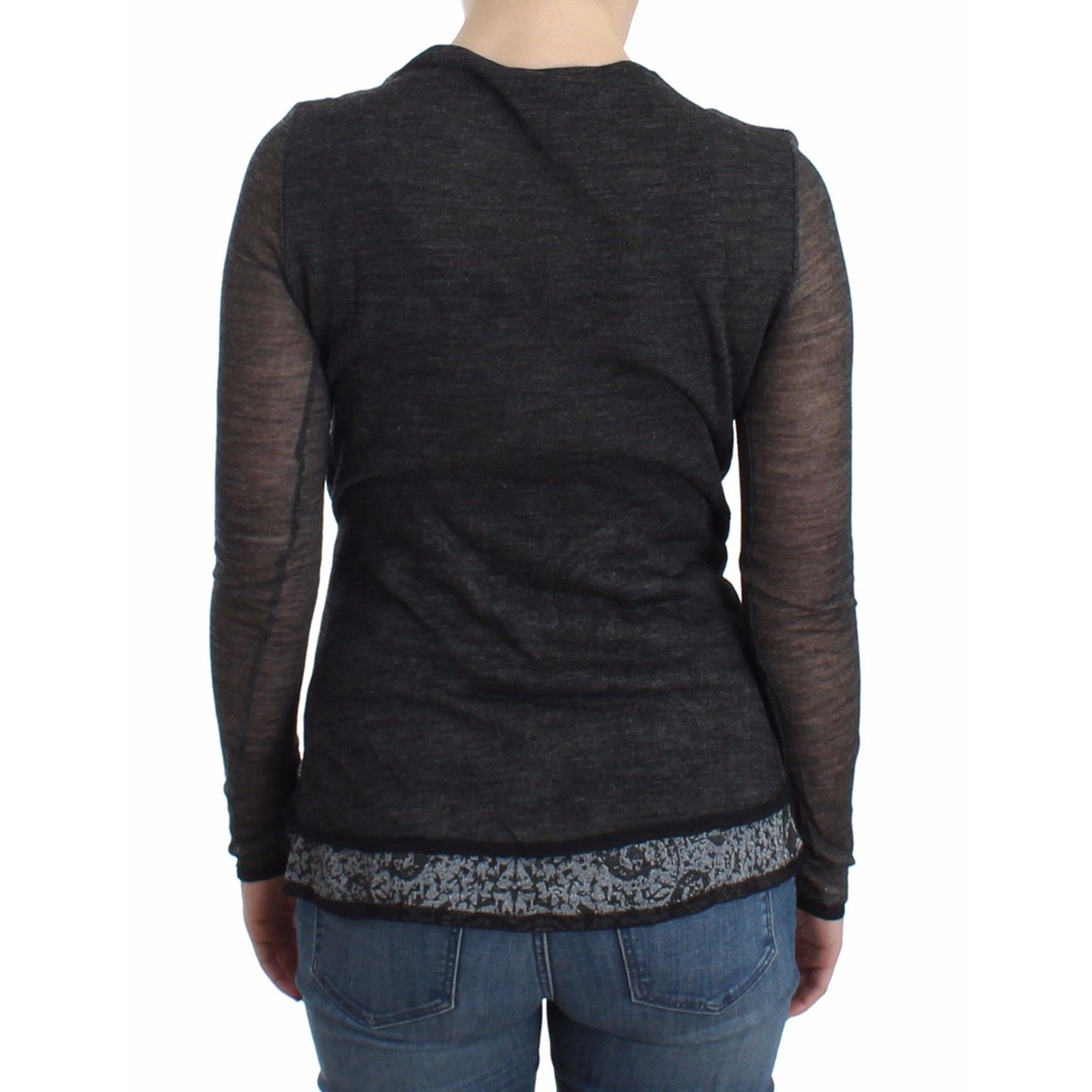 Gray Wool Blend Stretch Long Sleeve Sweater - coffeewithmee2