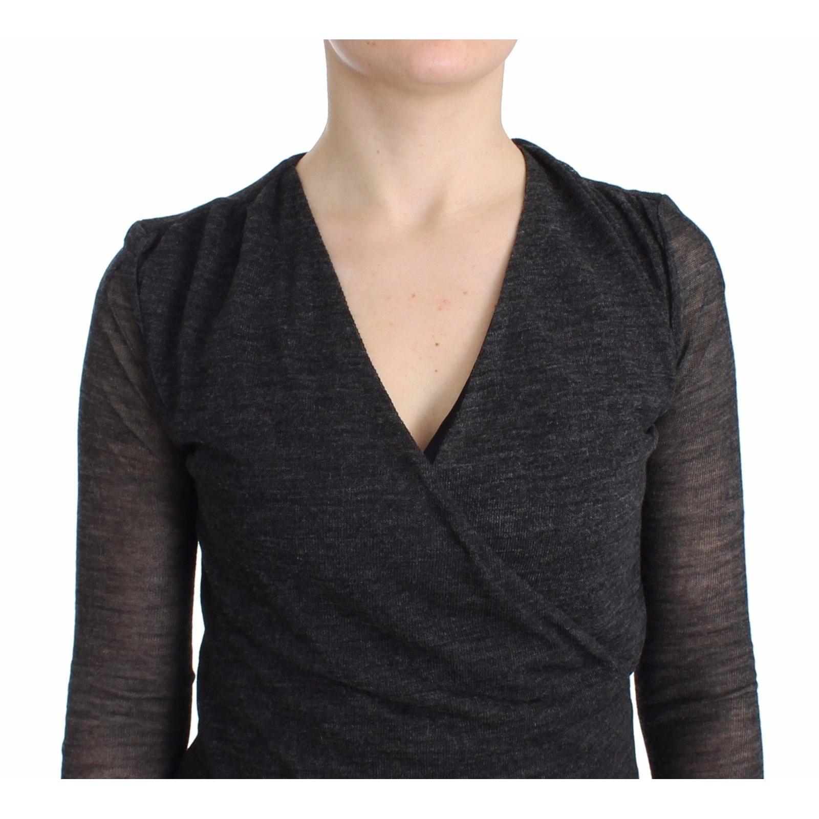 Gray Wool Blend Stretch Long Sleeve Sweater - coffeewithmee2