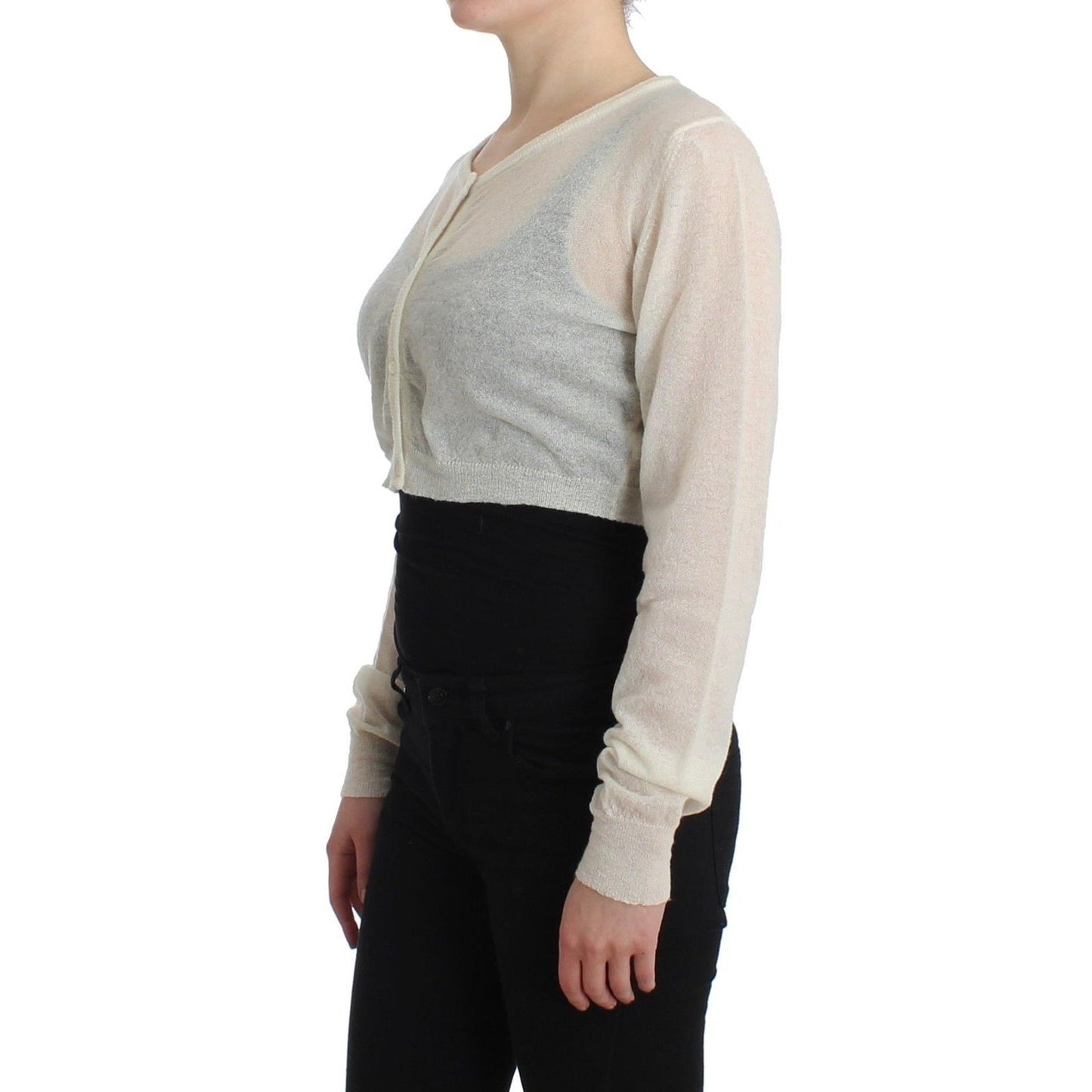 Lingerie Knit Cropped Wool Sweater Cardigan - coffeewithmee2