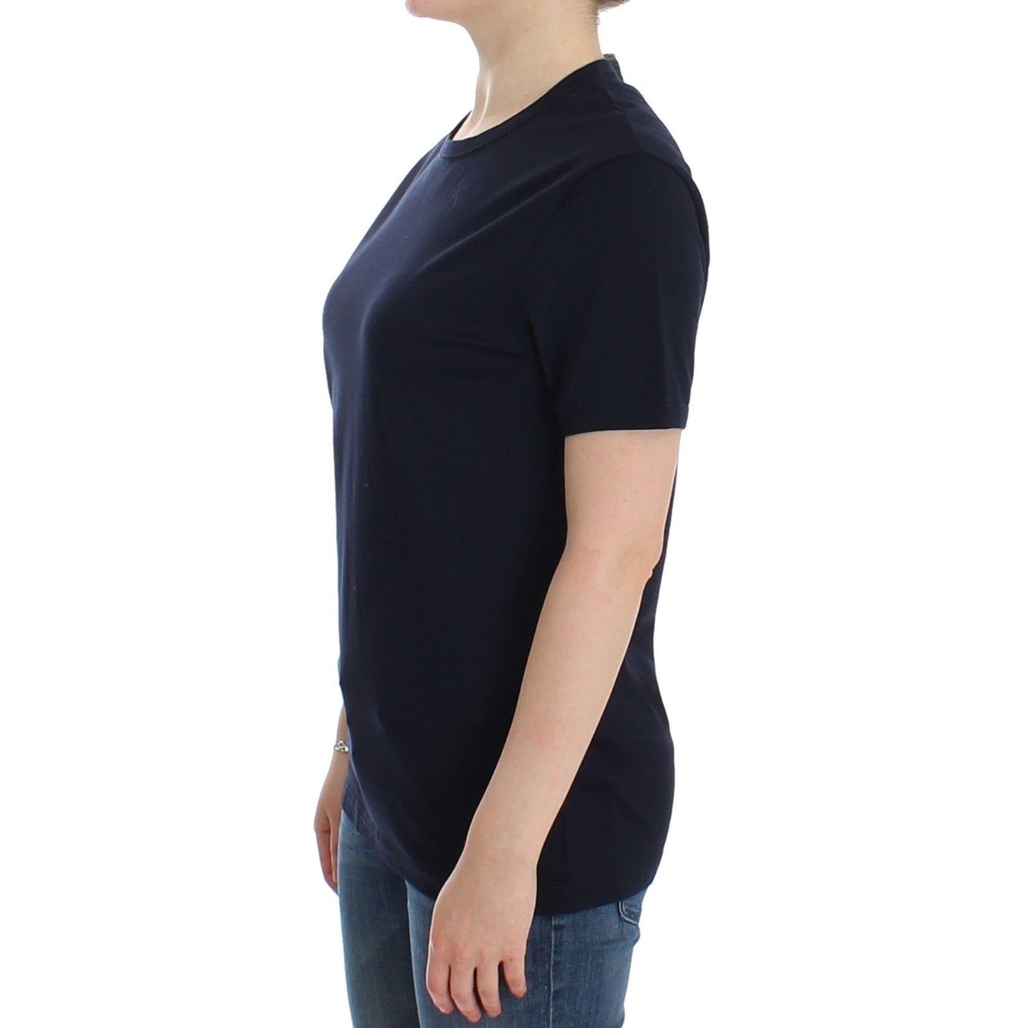 Lingerie Blue Crewneck Cotton Logo T-shirt - coffeewithmee2