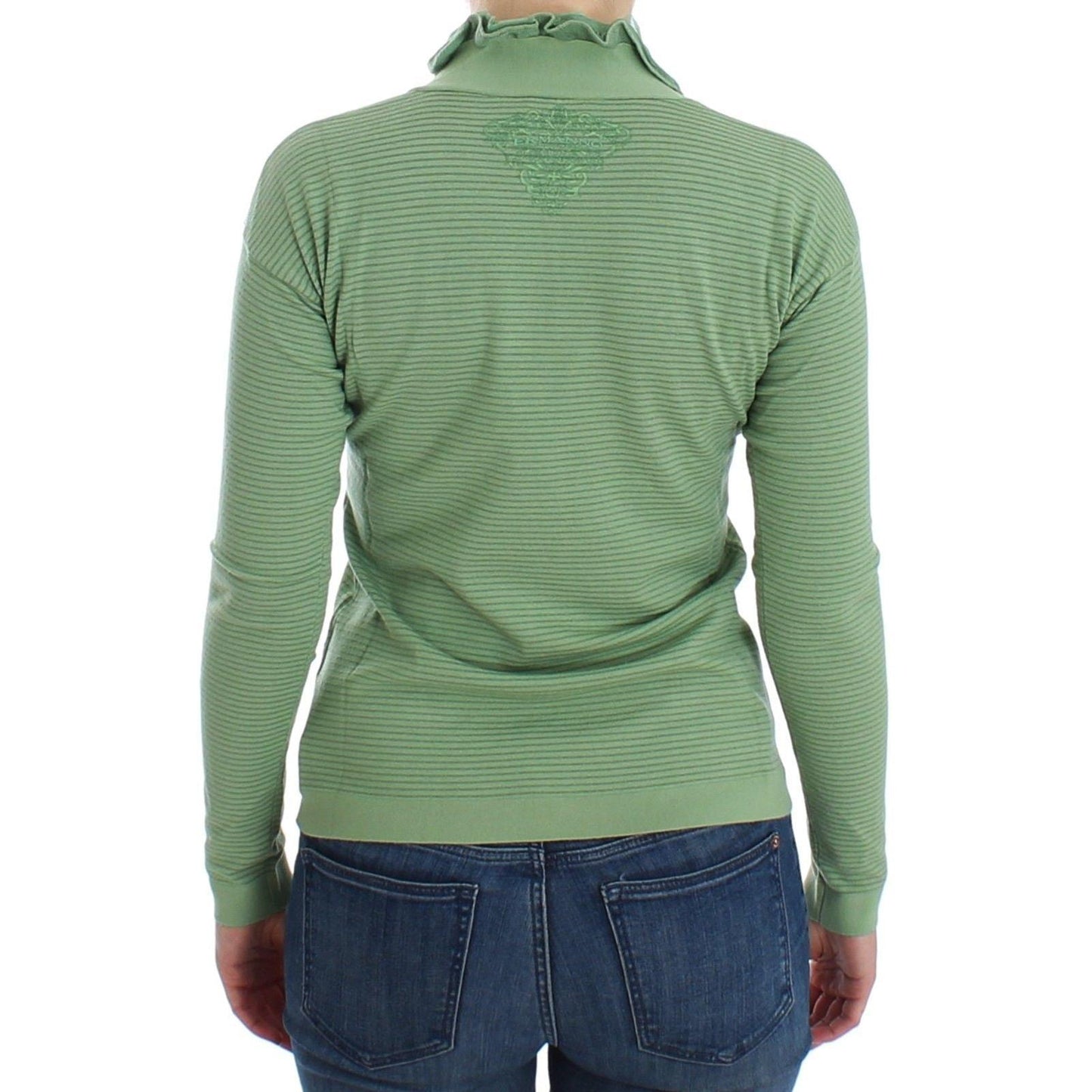 Green Wool Blend Striped Long Sleeve Sweater - coffeewithmee2