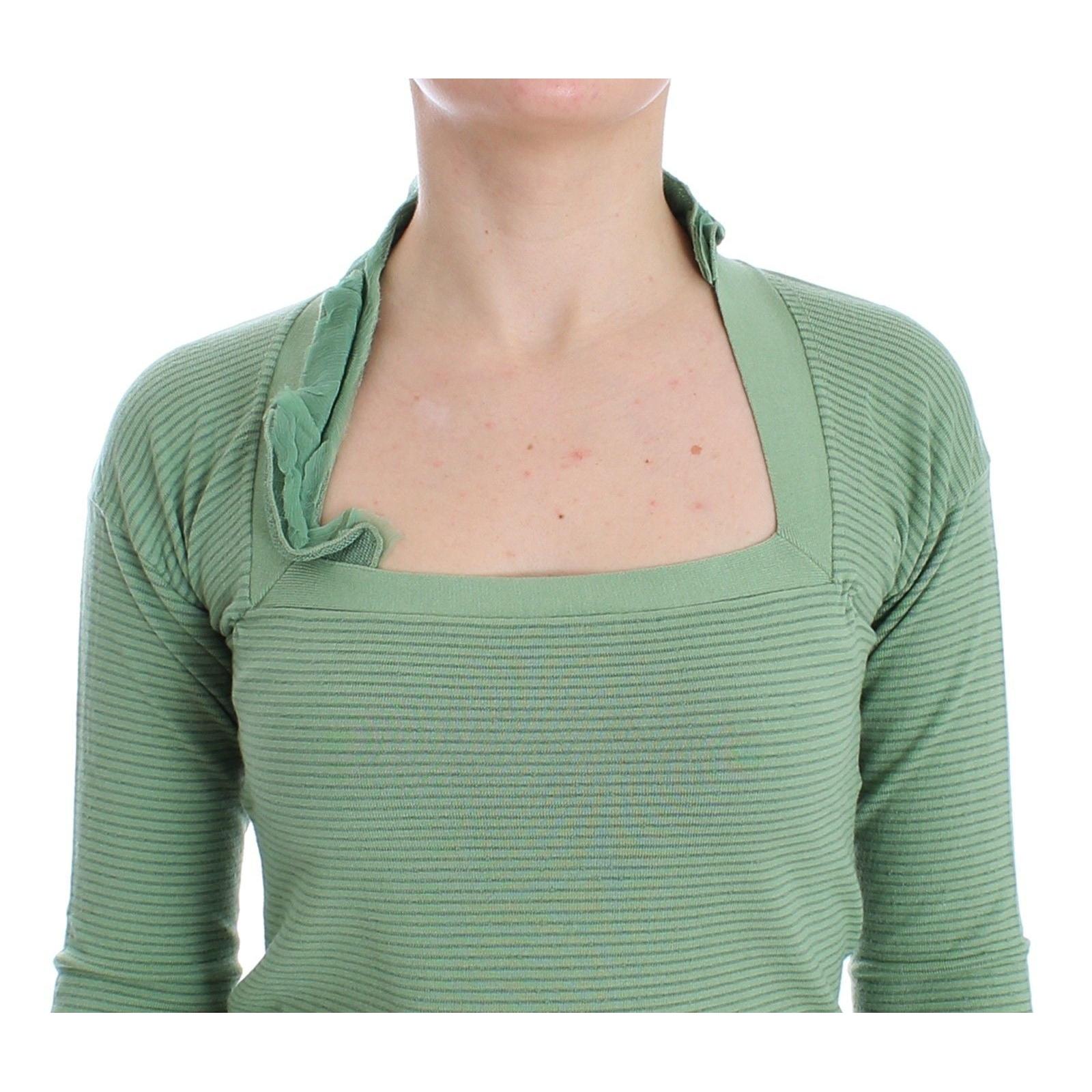 Green Wool Blend Striped Long Sleeve Sweater - coffeewithmee2