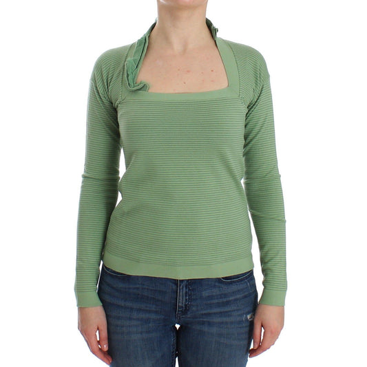 Green Wool Blend Striped Long Sleeve Sweater - coffeewithmee2