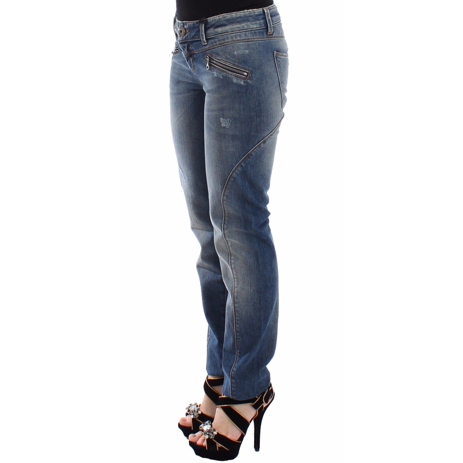 Blue Slim Jeans Denim Pants Straight Stretch - coffeewithmee2