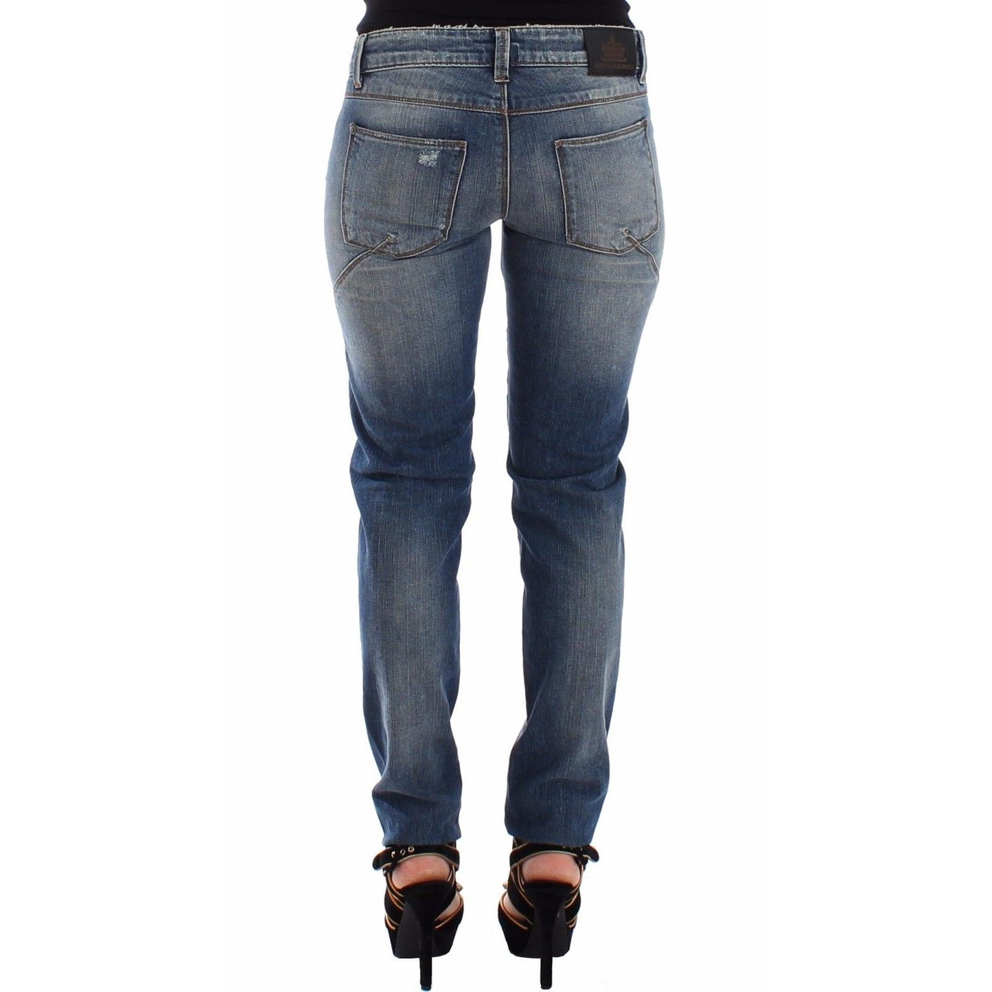 Blue Slim Jeans Denim Pants Straight Stretch - coffeewithmee2