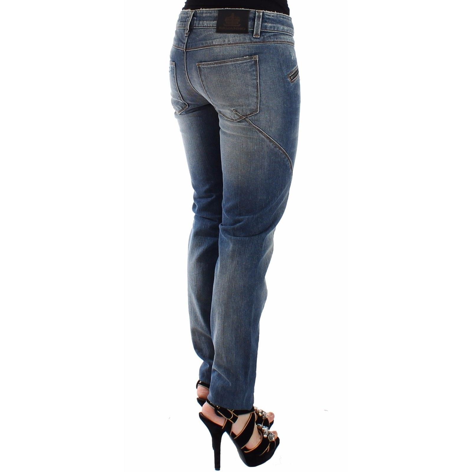 Blue Slim Jeans Denim Pants Straight Stretch - coffeewithmee2