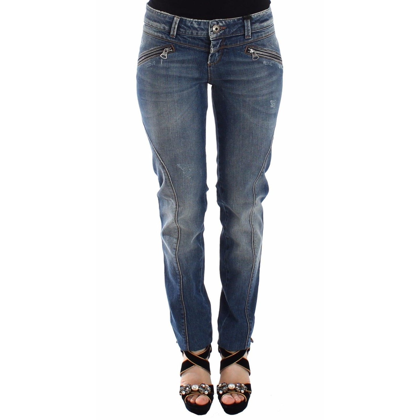 Blue Slim Jeans Denim Pants Straight Stretch - coffeewithmee2