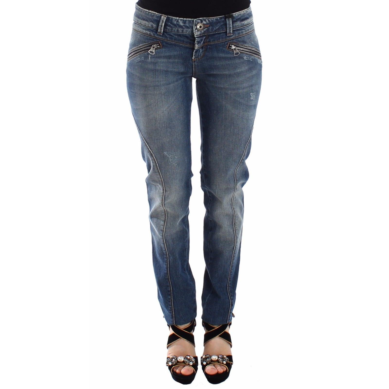 Blue Slim Jeans Denim Pants Straight Stretch - coffeewithmee2