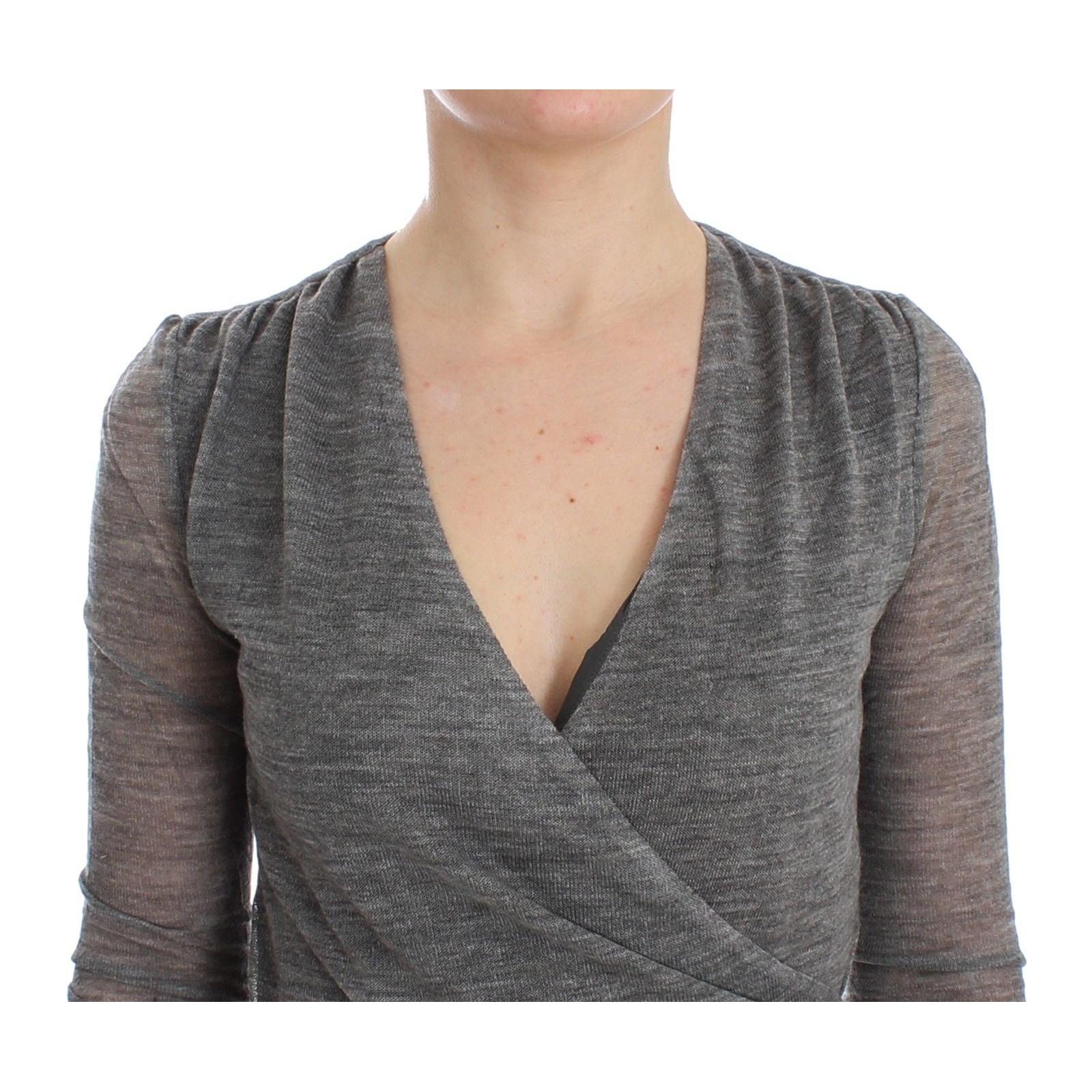 Gray Wool Blend Stretch Long Sleeve Sweater - coffeewithmee2