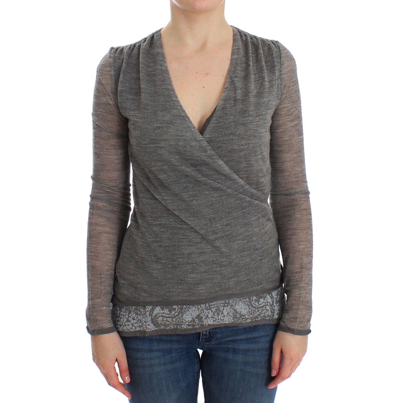 Gray Wool Blend Stretch Long Sleeve Sweater - coffeewithmee2