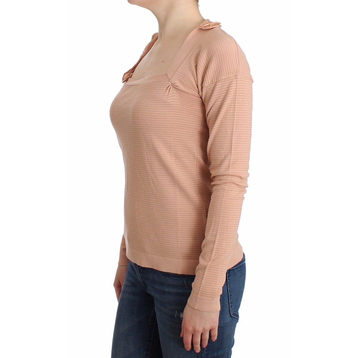Orange Wool Blend Striped Long Sleeve Top - coffeewithmee2