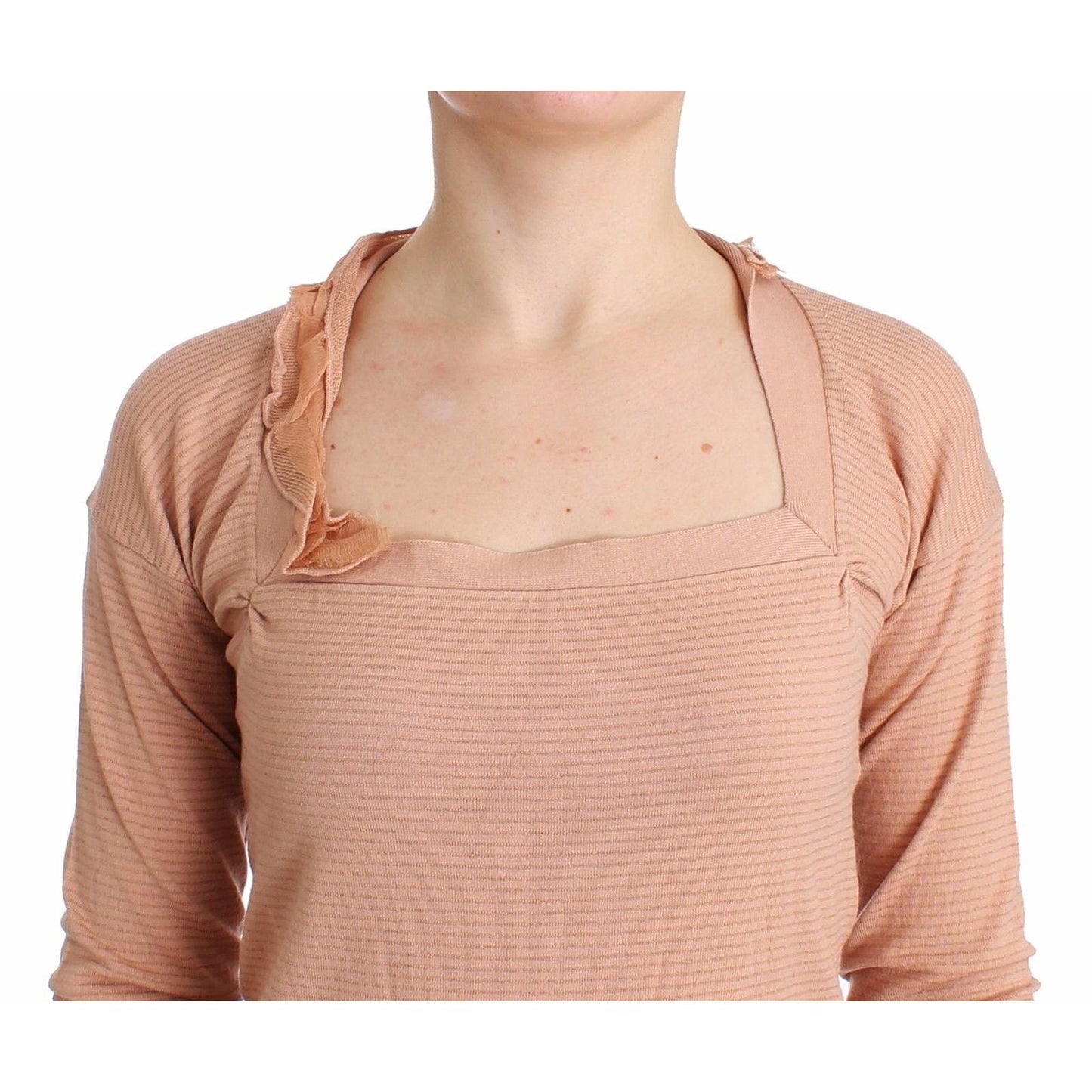 Orange Wool Blend Striped Long Sleeve Top - coffeewithmee2