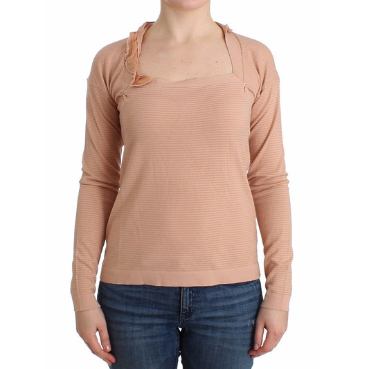 Orange Wool Blend Striped Long Sleeve Top - coffeewithmee2