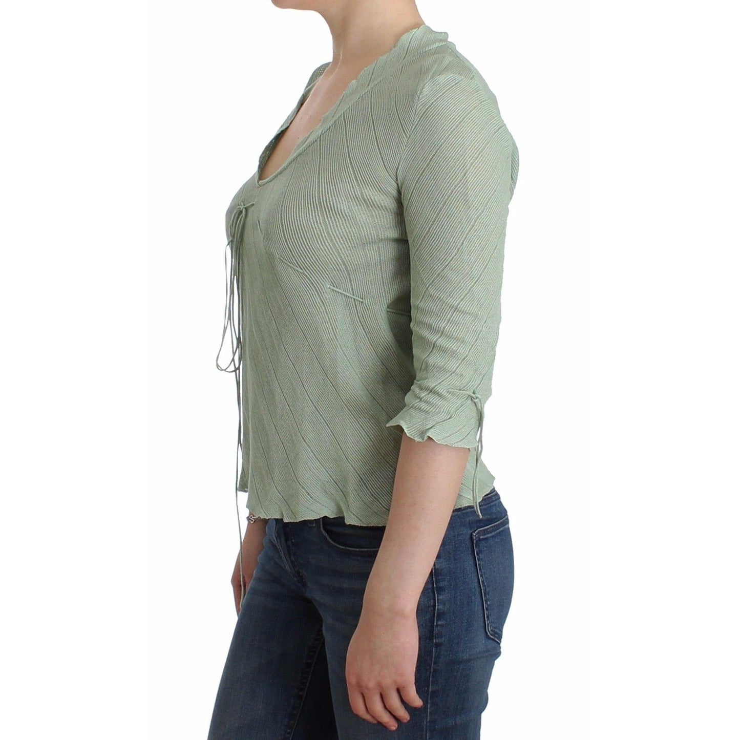 Green Lightweight Knit Sweater Top Blouse - coffeewithmee2