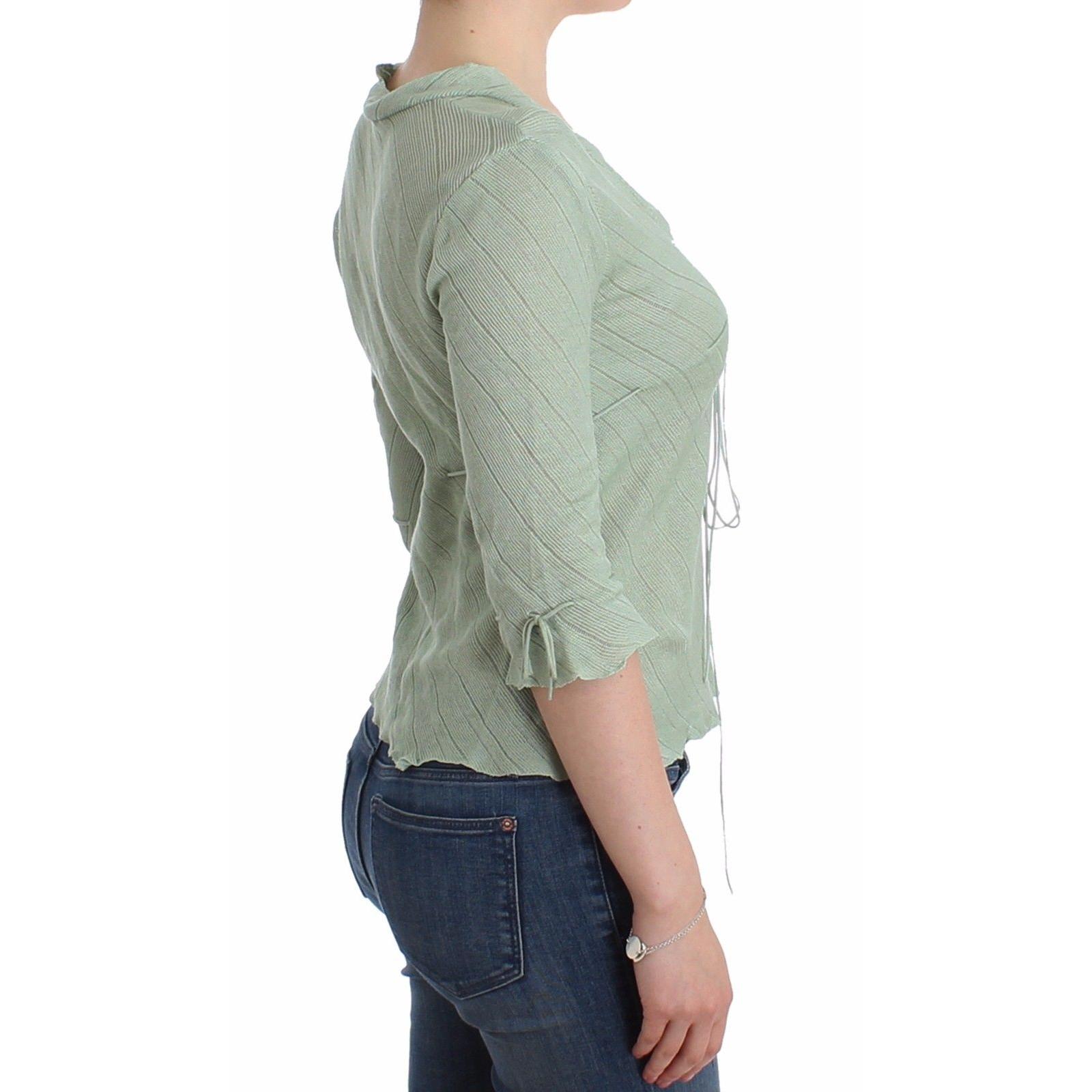 Green Lightweight Knit Sweater Top Blouse - coffeewithmee2