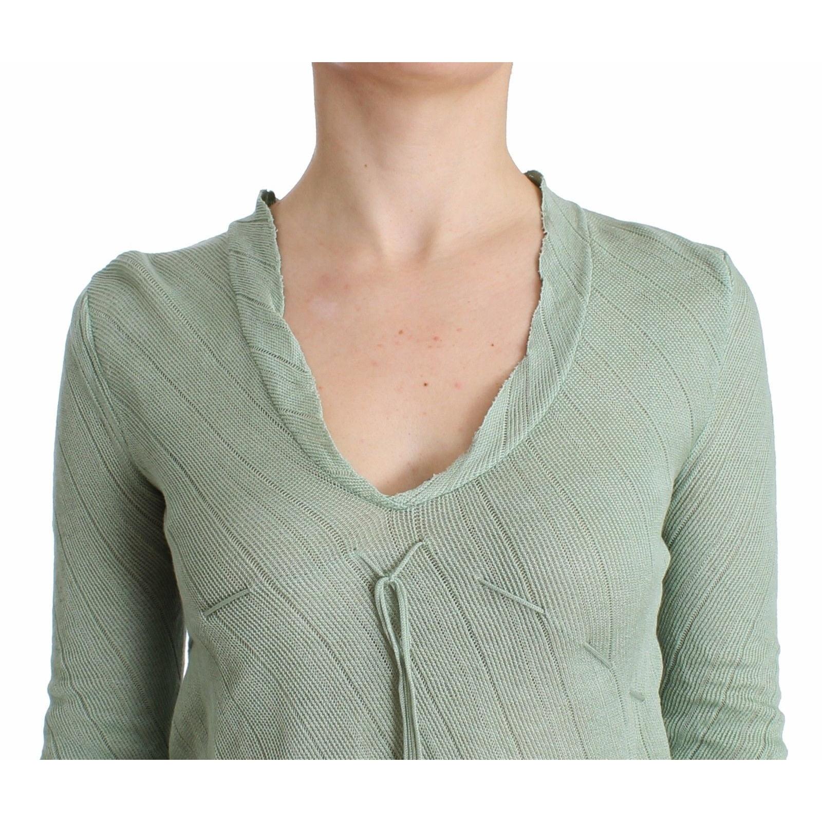 Green Lightweight Knit Sweater Top Blouse - coffeewithmee2