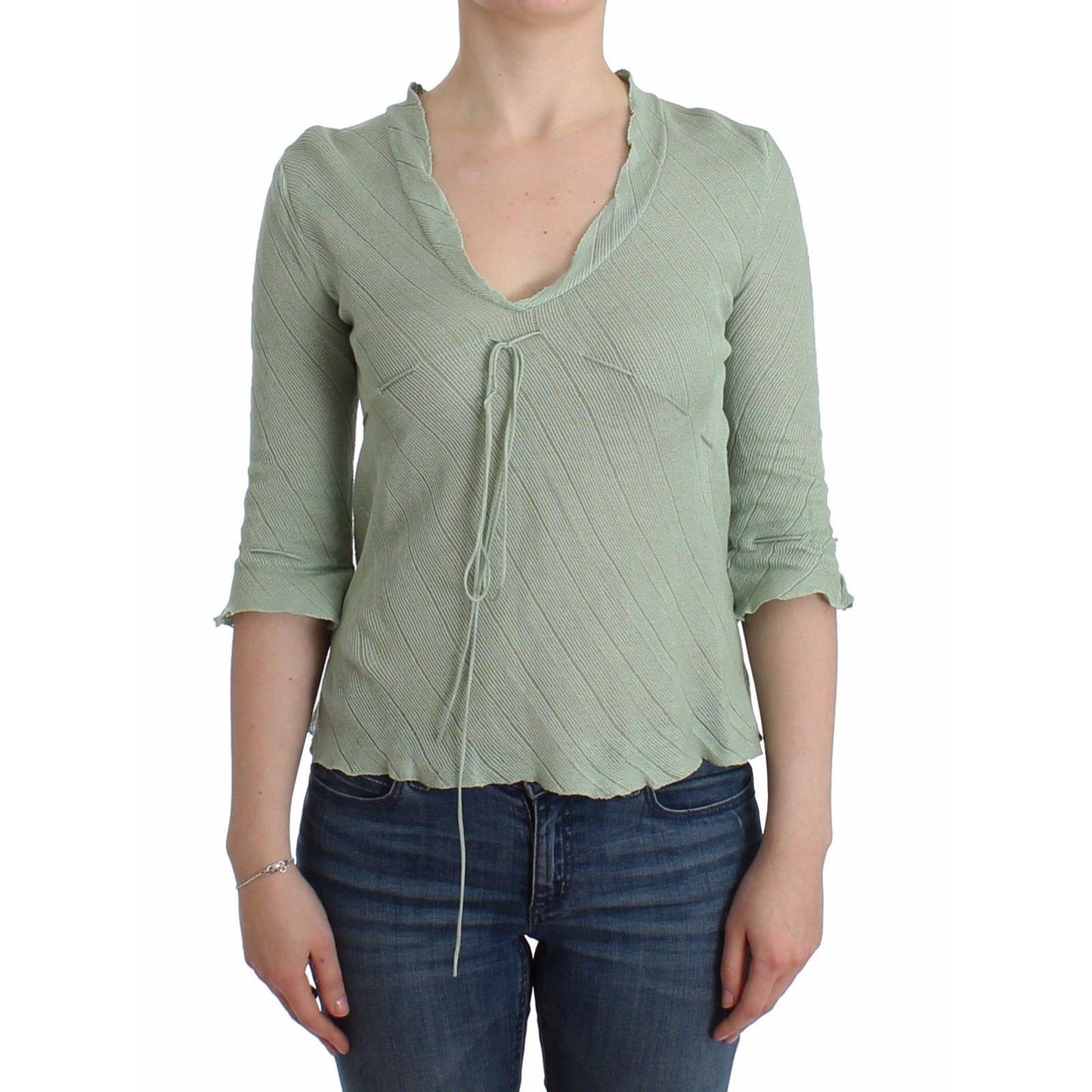 Green Lightweight Knit Sweater Top Blouse - coffeewithmee2