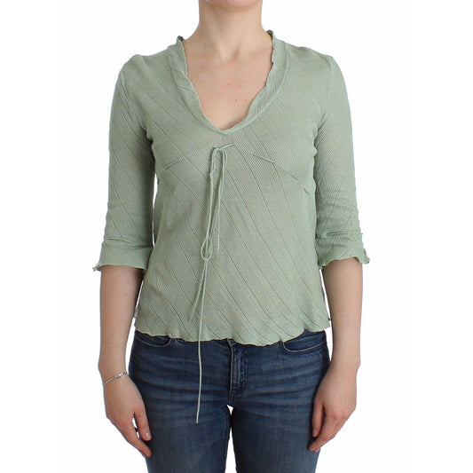 Green Lightweight Knit Sweater Top Blouse - coffeewithmee2