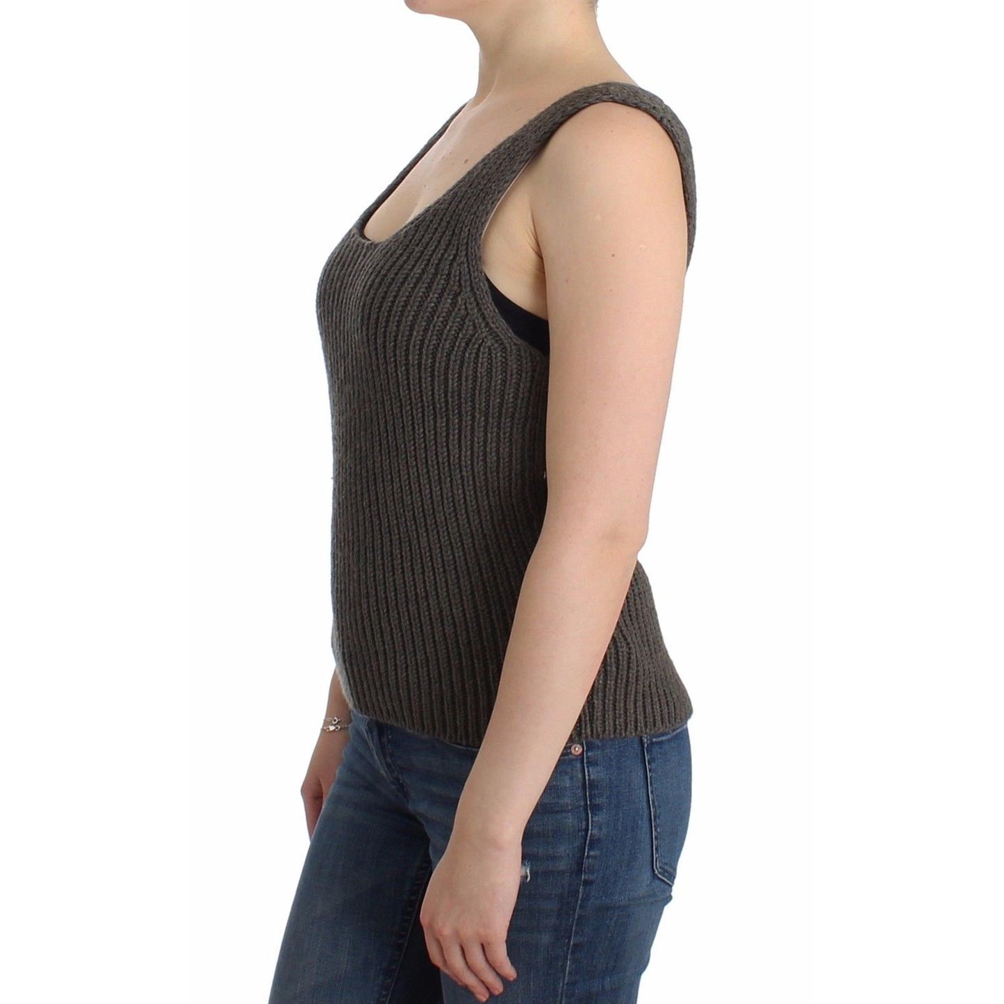Gray Knit Top Knitted Sweater Merino Wool - coffeewithmee2