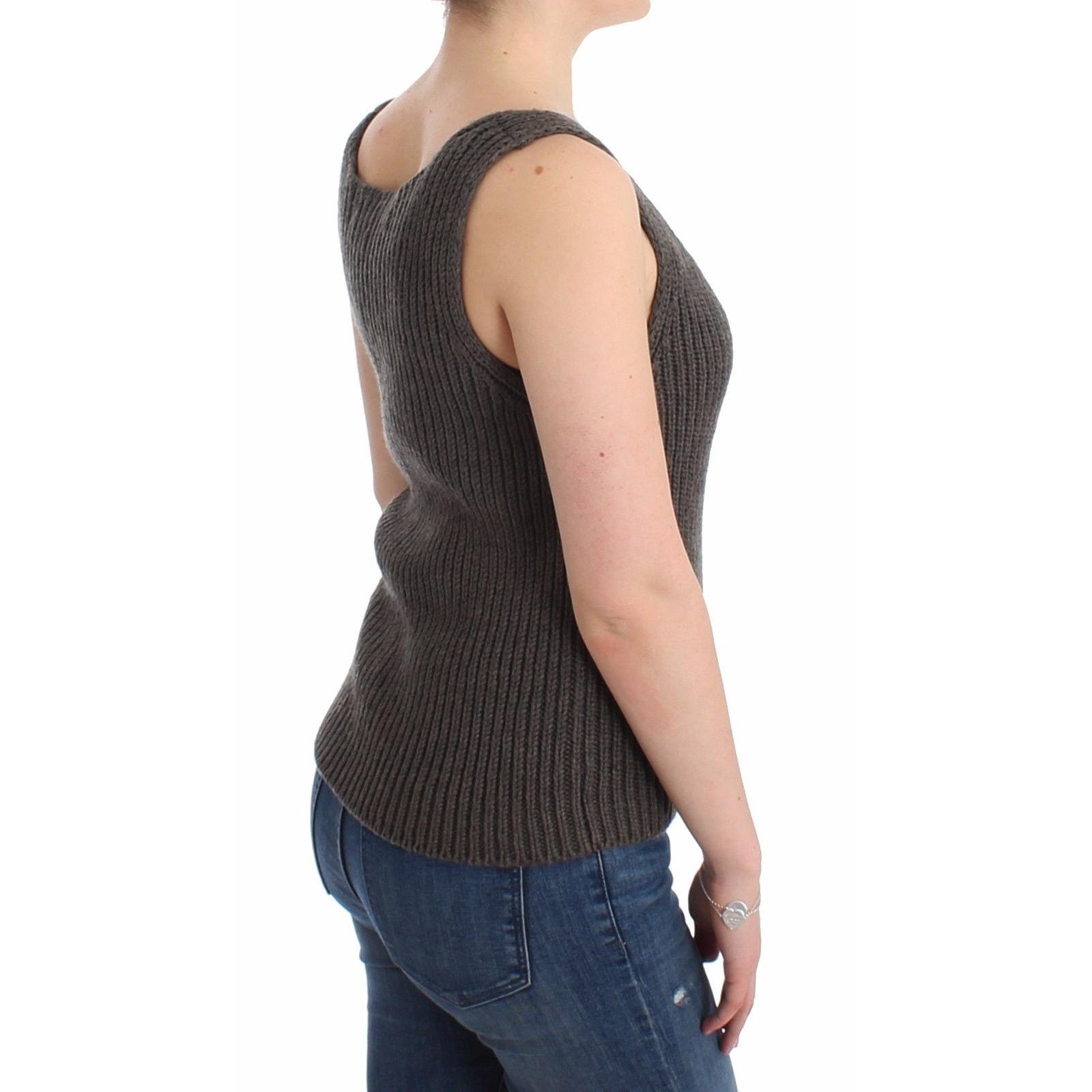 Gray Knit Top Knitted Sweater Merino Wool - coffeewithmee2