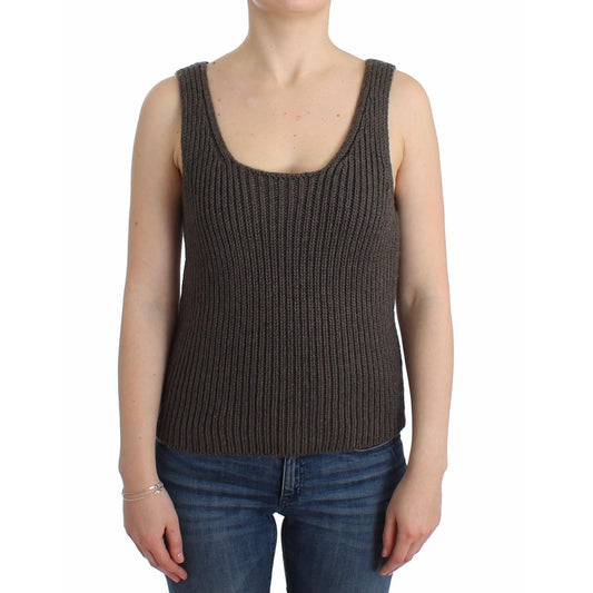 Gray Knit Top Knitted Sweater Merino Wool - coffeewithmee2