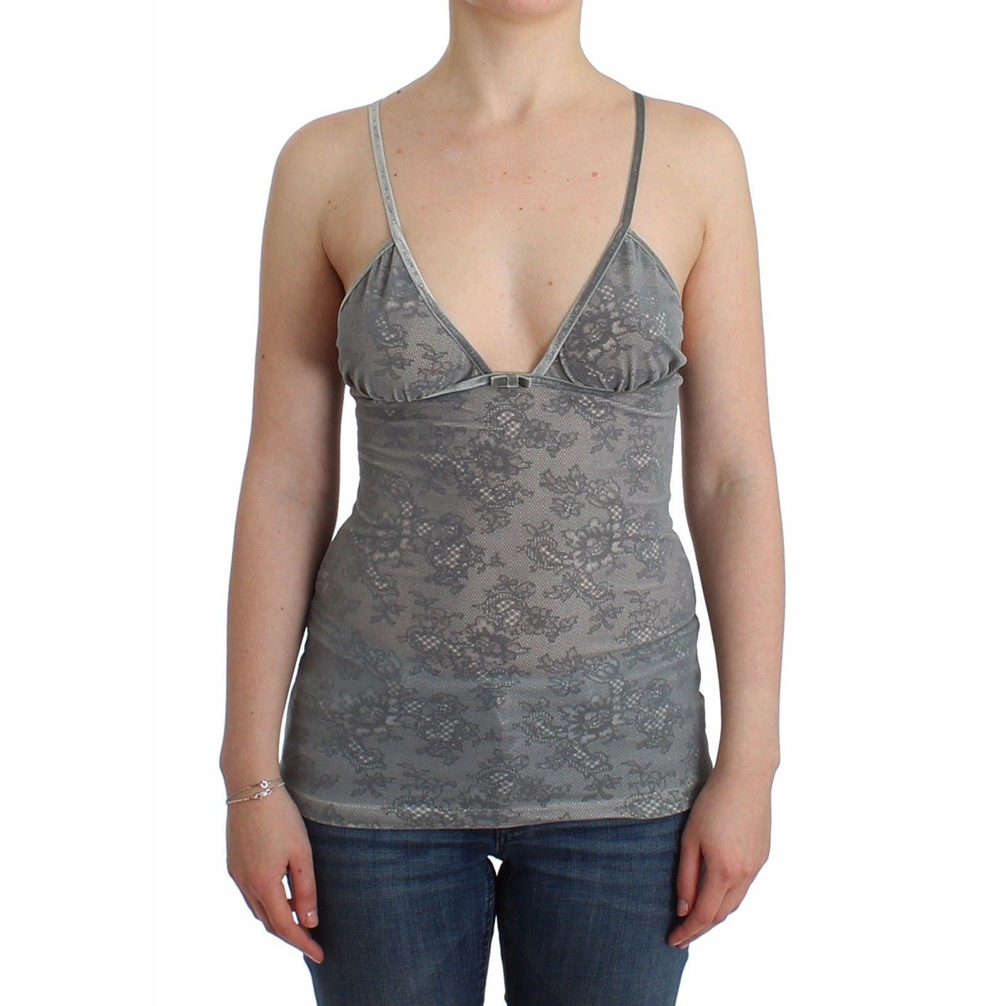 Lingerie Gray Bustier Top Camisole Cami Lace - coffeewithmee2